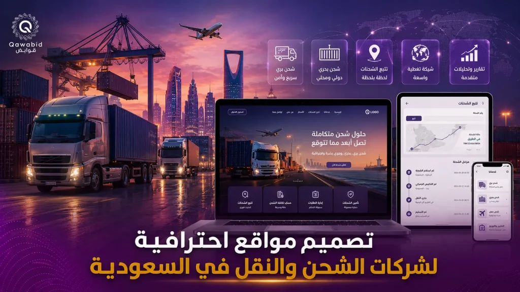 تصميم مواقع احترافية لشركات الشحن والنقل في السعودية