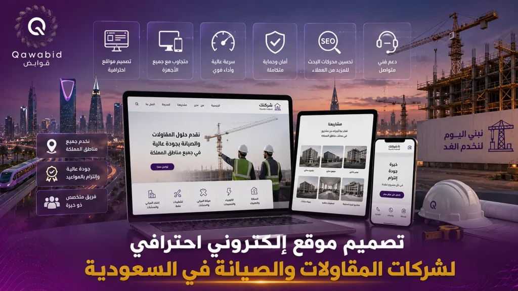 تصميم موقع إلكتروني احترافي لشركات المقاولات والصيانة في السعودية
