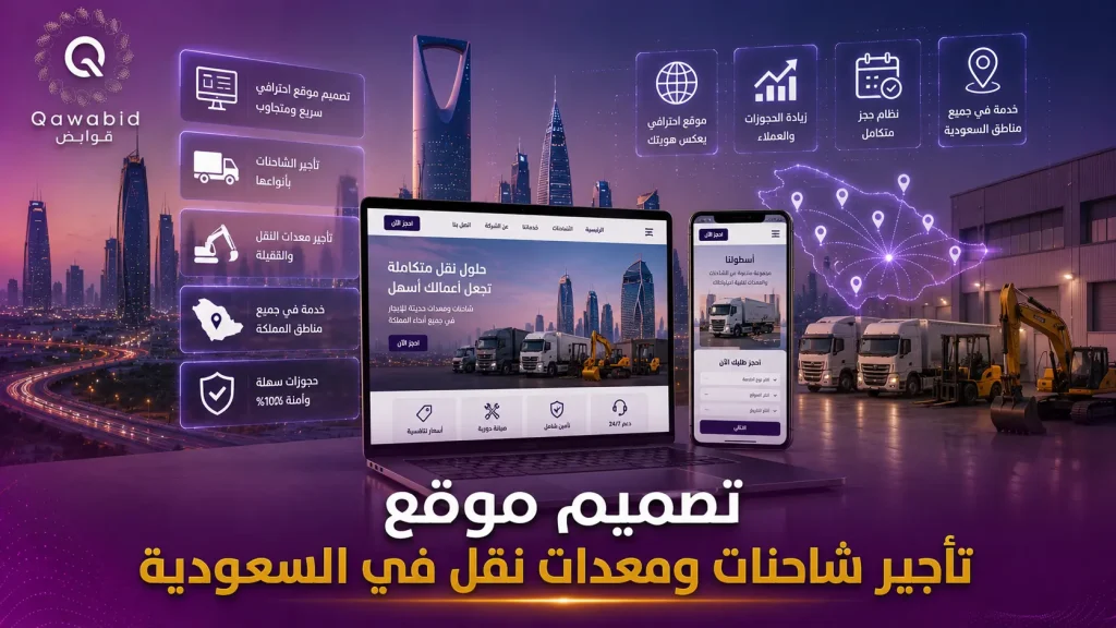 تصميم موقع تأجير شاحنات ومعدات نقل في السعودية