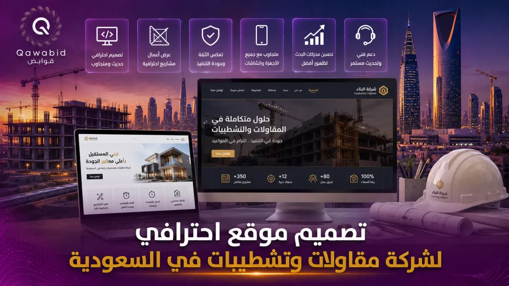 تصميم موقع احترافي لشركة مقاولات وتشطيبات في السعودية